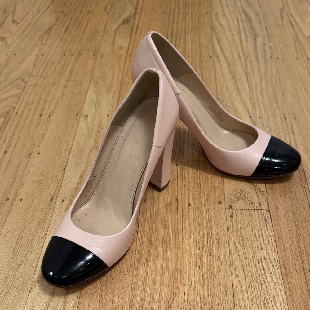 J. Crew Pink and Black Block Heel Pumps